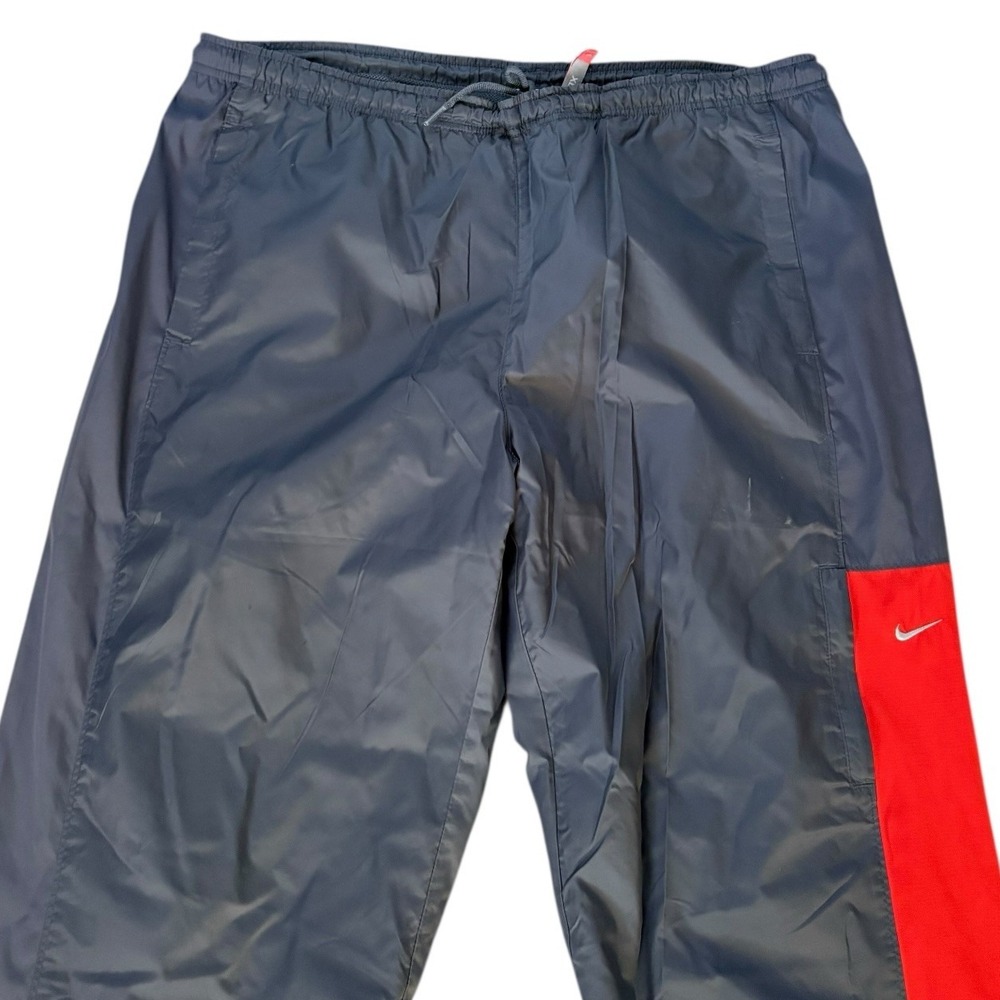 Nike Track Lined Pants Athletic Warm Up Men Sz XL Baggy Red Gray Zip Ankles Y2K - Picture 2 of 16